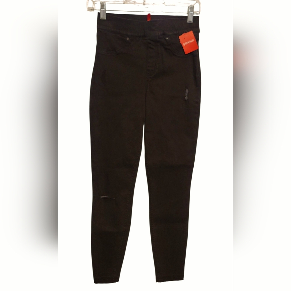 SPANX Vintage Black High-Rise Distressed Skinny Jeans NWT MSRP $128